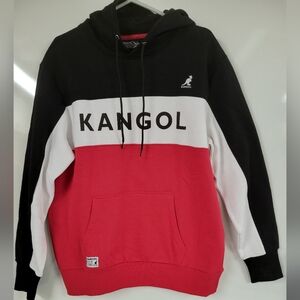 NWT Kangol Colorblock Spellout Streetwear Large Men's Tri-Color Pullover Hoodie